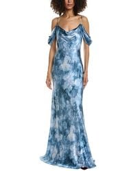 L'Agence - Kenna Cowl Cold Shoulder Silk Maxi Dress - Lyst