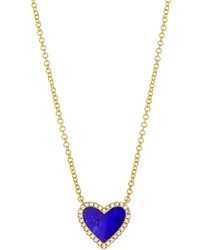 Sabrina Designs - 14k 0.67 Ct. Tw. Diamond & Lapis Heart Necklace - Lyst