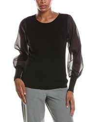 Joseph A - Organza Sleeve Pullover - Lyst