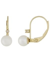 Splendid - 14k 0.02 Ct. Tw. Diamond 5-5.5mm Pearl Earrings - Lyst