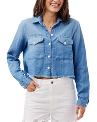 Bella Dahl - Patch Pocket Crop Linen-Blend Shirt - Lyst