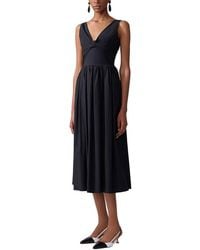 Carolina Herrera - Gathered V-Neck Midi Dress - Lyst