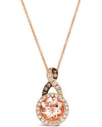 Le Vian - Le Vian Twist Shank 14K Rose 1.68 Ct. Tw. Diamond & Morganite Pendant Necklace - Lyst