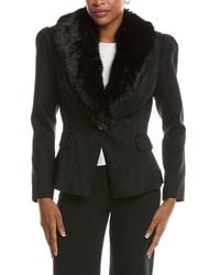 L'Agence - Kaisley Fur Collar Blazer - Lyst