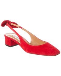 Aquazzura - Very Bow Tie 35 Suede Slingback Pump - Lyst