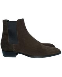 Saint Laurent - Suede Kaki Suede Chelsea Ankle Boot (Authentic Pre-Loved) - Lyst
