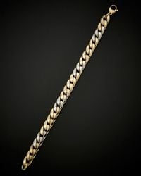 Italian Gold - 14k Two-tone Semi-solid Miami Cuban Curb Link Bracelet - Lyst