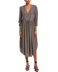 James Perse Tie-front Silk Wrap Dress - Brown