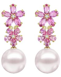 Nina Zhou Jewelry - 14K 4.92 Ct. Tw. Diamond & Sapphire & 12-13Mm Pearl Drop Earrings - Lyst