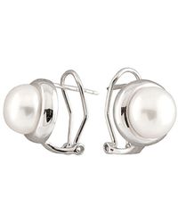 Splendid - Rhodium Plated 8-8.5mm Freshwater Pearl Earrings - Lyst