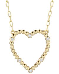 Glaze Jewelry - 14k Over Silver Cz Heart Necklace - Lyst