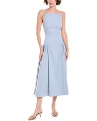WeWoreWhat - Flare Panel Linen-Blend Midi Dress - Lyst