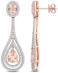 Rina Limor - 14k Rose Gold 3.84 Ct. Tw. Diamond & Morganite Halo Teardrop Earrings - Lyst