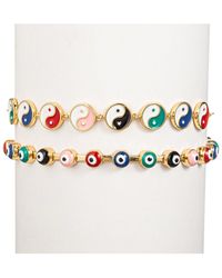 Eye Candy LA - The Luxe Collection Enamel Yin Yang & Evil Eye Set Cuff Bracelet - Lyst