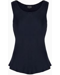 Giorgio Armani - Silk Top With A Sleeveless Crew Neck - Lyst