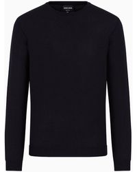 Giorgio Armani - Long-sleeved Crew-neck Jumper In Silk And Cotton - Lyst