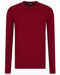 Giorgio Armani - Stretch Viscose Jersey Jumper With Crew Neck And Long Sleeves - Lyst