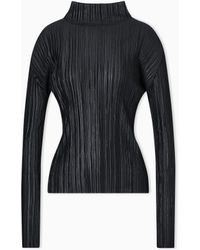 Giorgio Armani - Pleated Jersey Long-Sleeved Jumper - Lyst