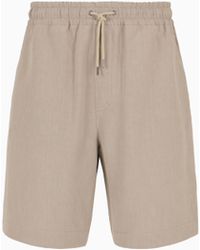 Giorgio Armani - Linen Canvas Flat-Front Bermuda Shorts - Lyst