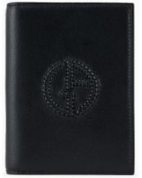 Giorgio Armani - Leather Bifold Passport Holder With Embroidered Logo - Lyst