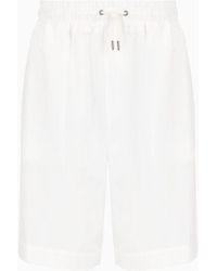 Giorgio Armani - Pure Linen Canvas Flat-front Bermuda Shorts - Lyst