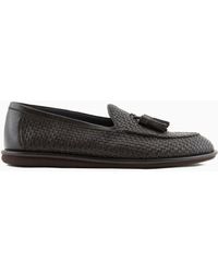 Giorgio Armani - Woven Nappa Leather Loafers With Tassels - Lyst