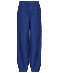 Giorgio Armani - Trousers In A Raffia-effect Jacquard Cotton Blend Jersey - Lyst