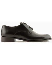 Giorgio Armani - Leather Derby Shoes With Perforated Logo - Lyst