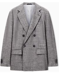 Giorgio Armani - Silk And Linen Double-Breasted Jacket - Lyst