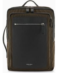 Giorgio Armani - Mochila De Nailon Y Cuero Plena Flor Asv - Lyst