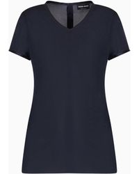 Giorgio Armani - Bluse Aus Seidencharmeuse Mit V-Ausschnitt - Lyst