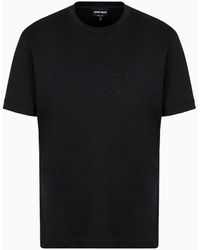 Giorgio Armani - Pure Cotton Interlock T-shirt With Embroidered Logo - Lyst