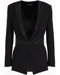 Giorgio Armani - Single-breasted Jacket In Silk Cady With Rhinestone Details - Lyst