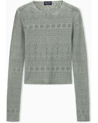 Giorgio Armani - Sweater Slim Crew Neck Stretch Cotton Lace - Lyst