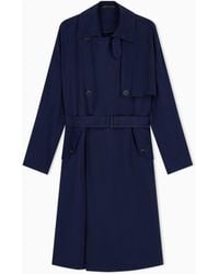 Giorgio Armani - Double-Breasted Washed Cupro Coat With A Belt Icon - Lyst