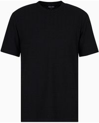 Giorgio Armani - T-shirt Mit Rundhalsausschnitt Aus Viskose-jersey Mit Kaschmir In Jacquard-verarbeitung - Lyst