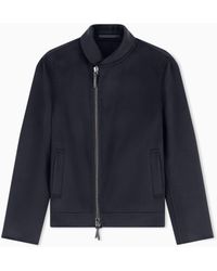 Giorgio Armani - Wool Cashmere Blouson With Asymmetrical Zip Closure Icon - Lyst