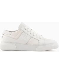 Giorgio Armani - Leather And Fabric Sneakers - Lyst