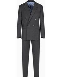 Giorgio Armani - Soho Line Double-Breasted Denim-Effect Cashmere And Stretch Cotton Suit - Lyst