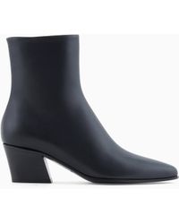 Giorgio Armani - Stiefeletten Mit Absatz Aus Glattem Leder - Lyst