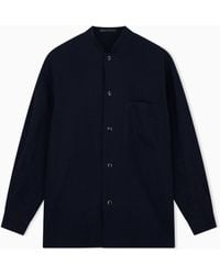 Giorgio Armani - Shirt Oversized Solid Seersucker Viscose Cupro Blend - Lyst