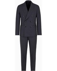 Giorgio Armani - Napoli Line Double-Breasted Pinstriped Suit - Lyst