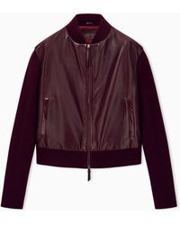 Giorgio Armani - Blouson Jacket Leather With Cashmere Knit Sleeves - Lyst