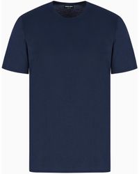 Giorgio Armani - Camiseta De Cuello Redondo En Punto De Algodón - Lyst