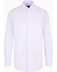 Giorgio Armani - Camisa Regular Fit De Algodón De Lujo Con Microcuadros - Lyst