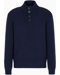 Giorgio Armani - Pull À Col Roulé En Cachemire, Point Mousse Diagonal - Lyst