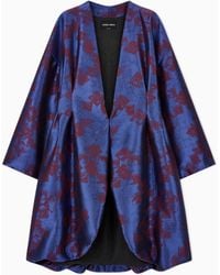 Giorgio Armani - Wool Kimono Coat With Geometric Jacquard Pattern - Lyst