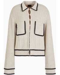 Giorgio Armani - Single-breasted Jacket In A Cotton And Linen Blend - Lyst