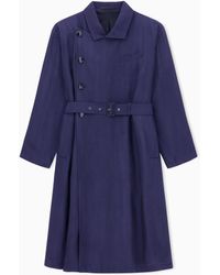 Giorgio Armani - Viscose Trench Coat With A Chevron Motif - Lyst