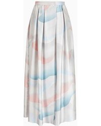 Giorgio Armani - Printed Silk Shantung Long Skirt - Lyst